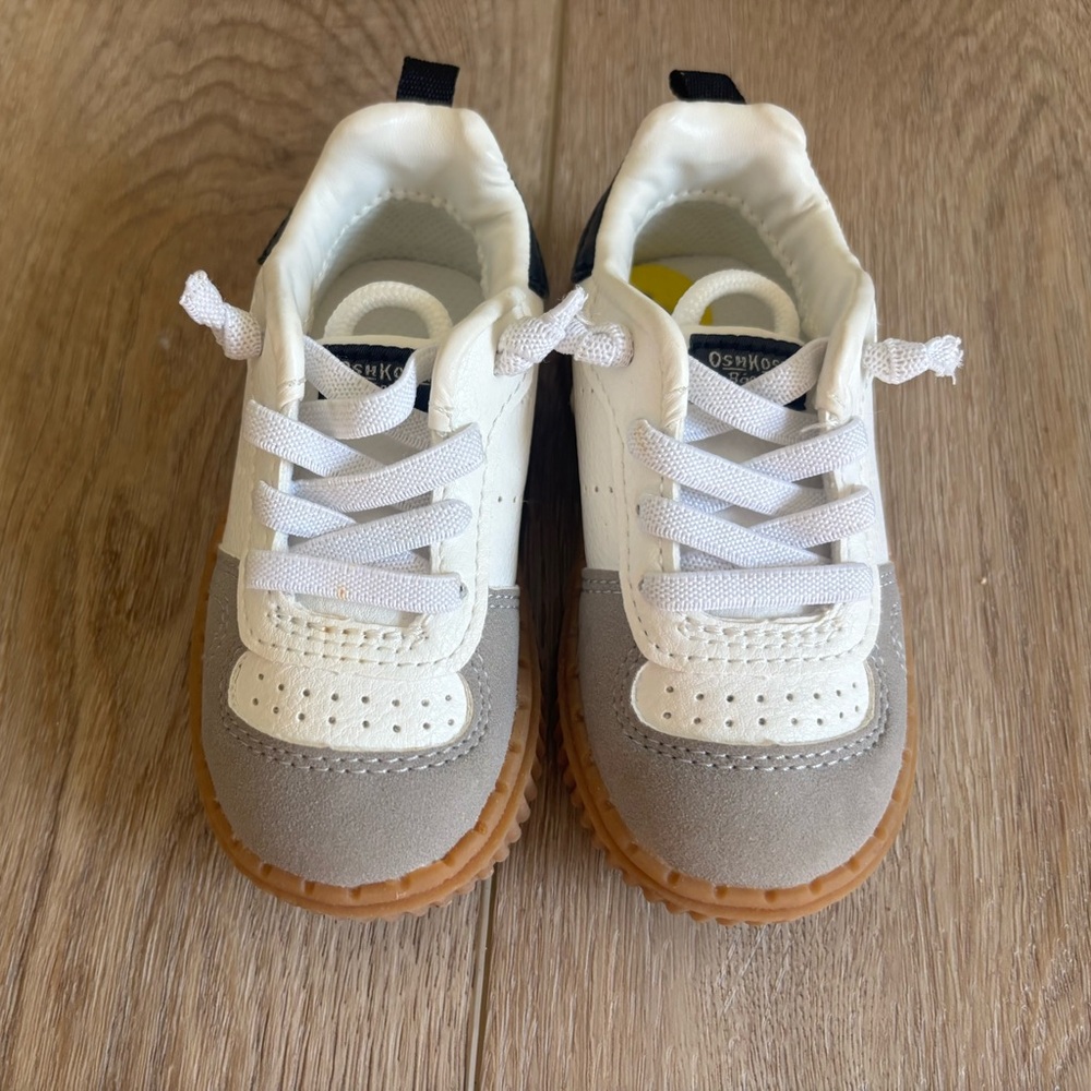 OshKosh B'gosh White and Gray Kids Sneakers